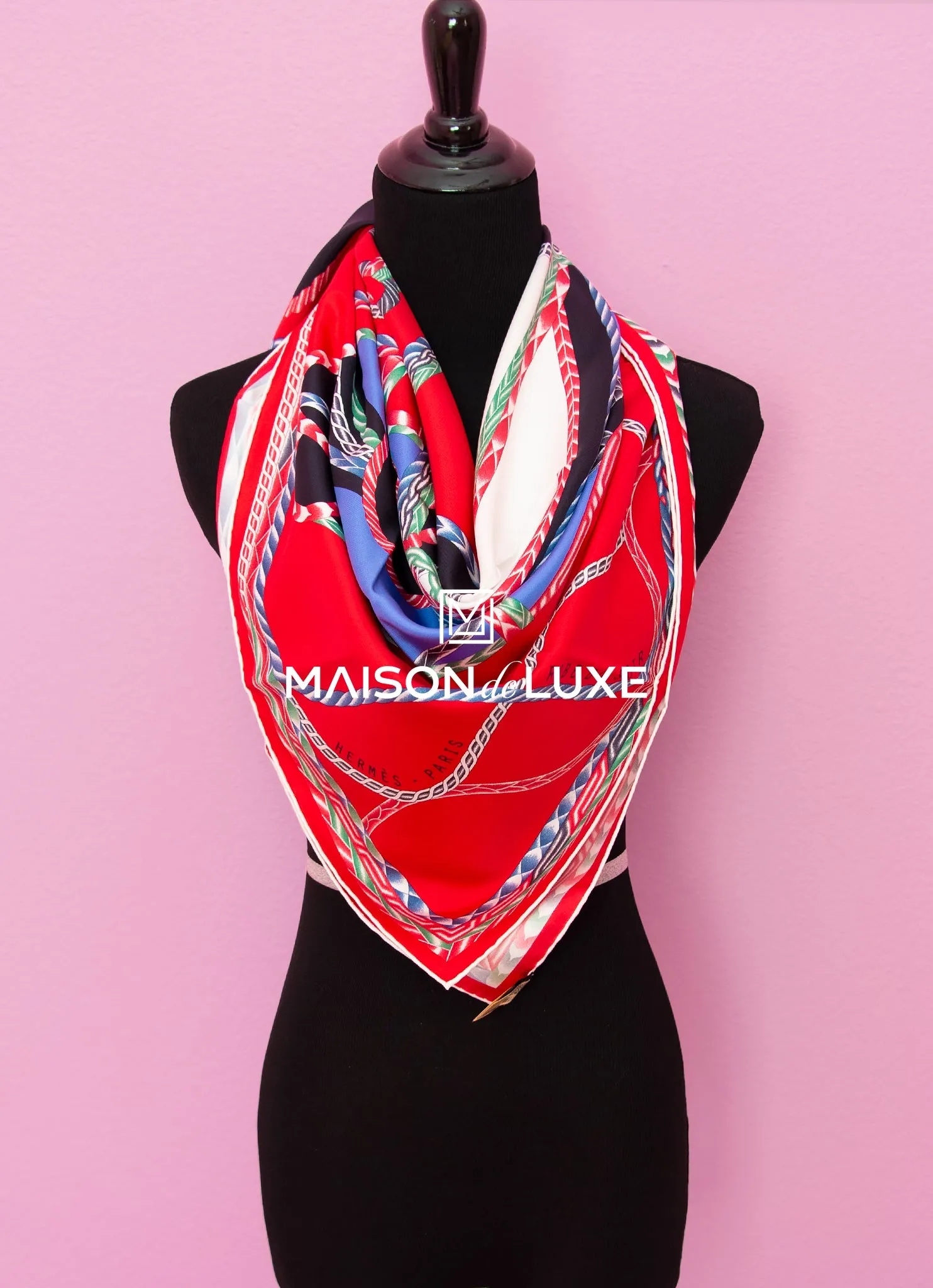 Hermes "Robe du Soir" Rouge Twill Silk 90 cm Scarf