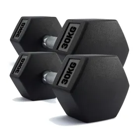 Hex Dumbbells Rubber Encased Weights (Pair) 30Kg