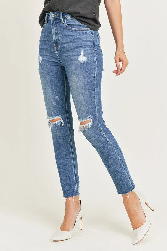 HR distressed relaxed fit skinny jeans