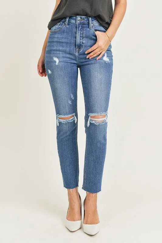 HR distressed relaxed fit skinny jeans