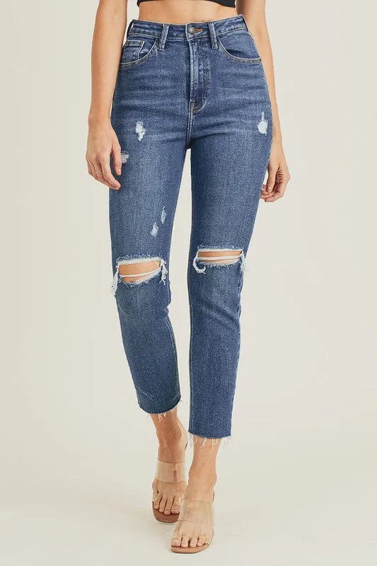 HR distressed relaxed fit skinny jeans