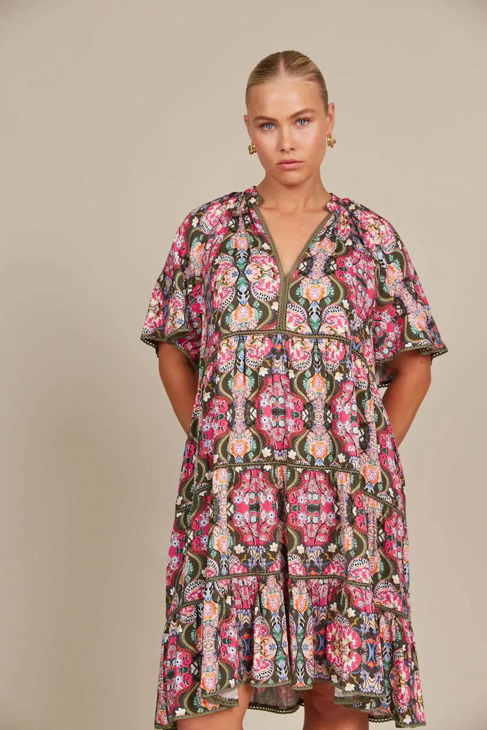 Isle of Mine Esme Dress - Olive Fleuron