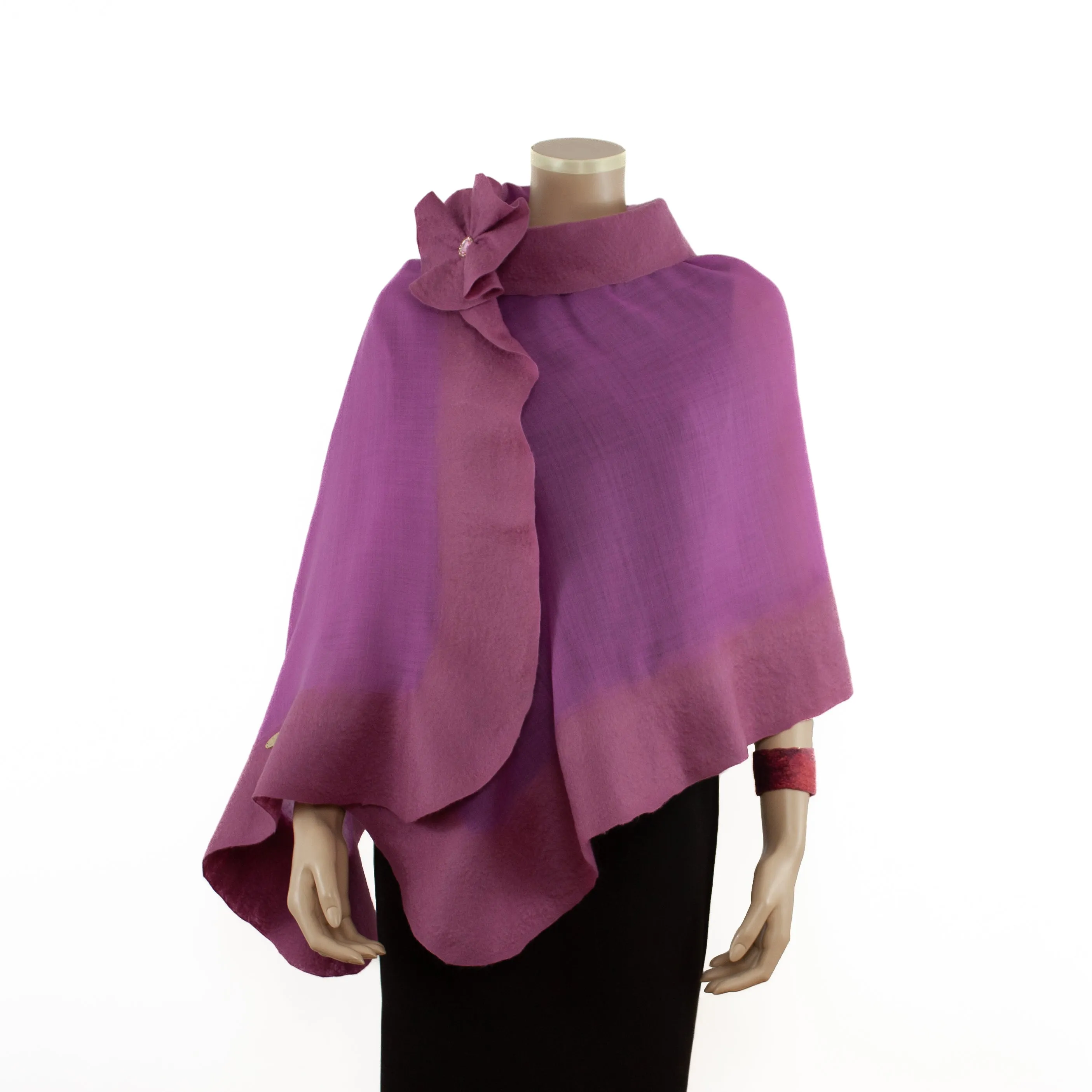 Magenta unicolor wool shawl