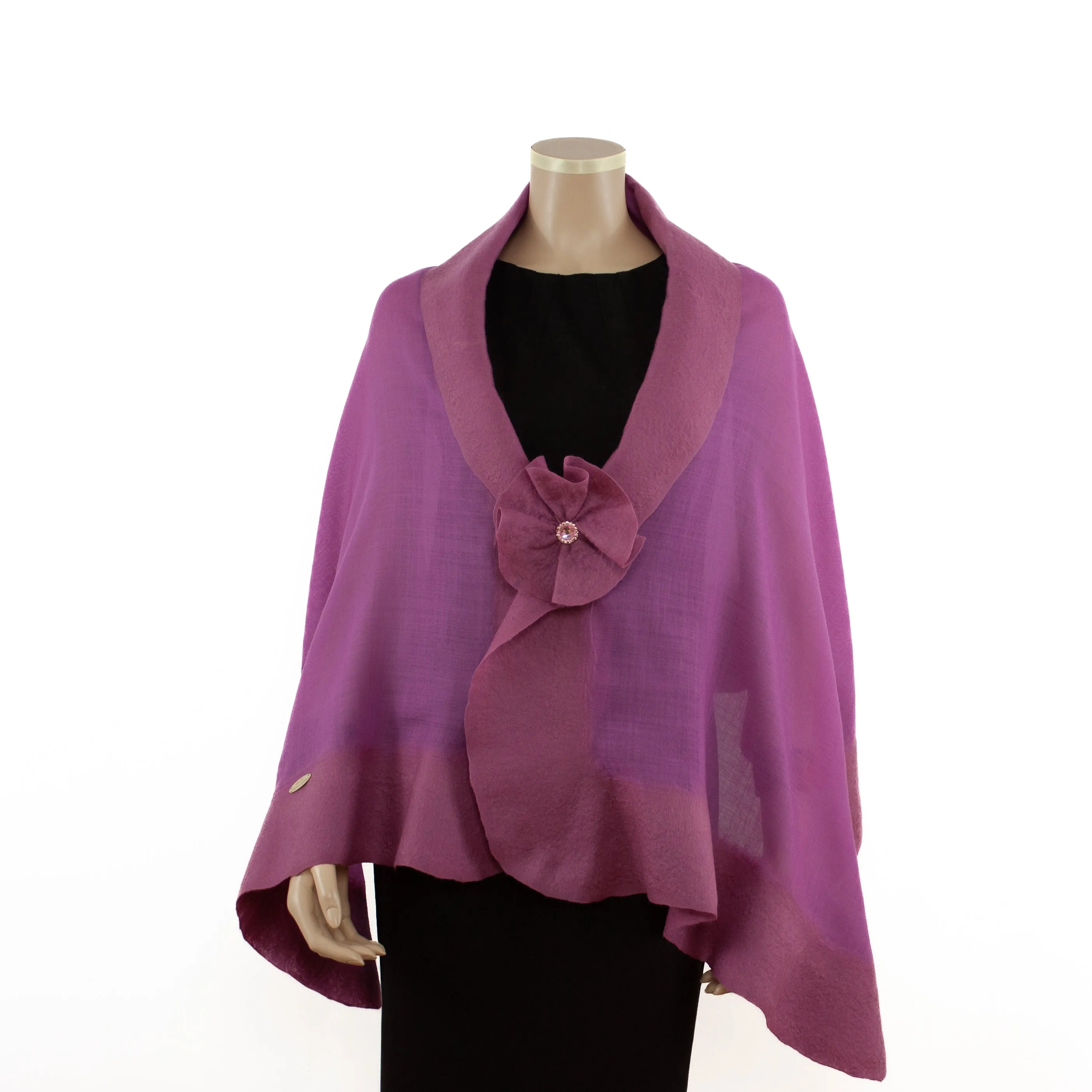 Magenta unicolor wool shawl