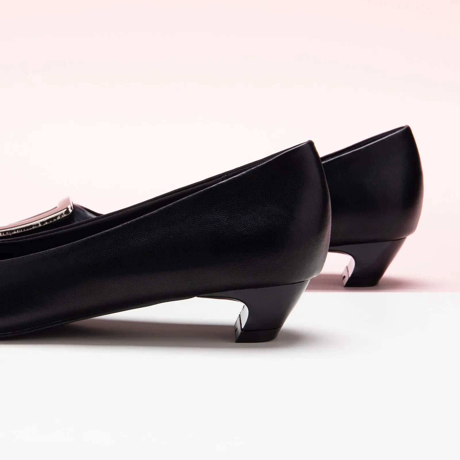 Metal Buckle Low Heel (Lucia) Black