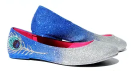 Peacock Glitter Flats with Swarovski Crystal Feathers