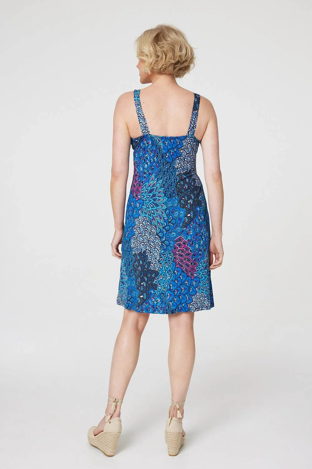 Peacock Print Short Sun Dress