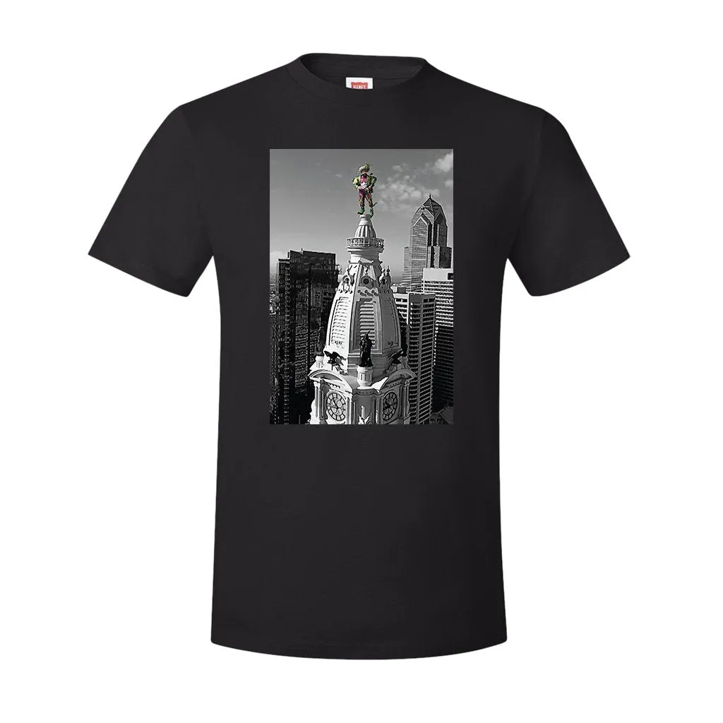 Philadelphia Mummer City Hall T-Shirt | City Hall Philadelphia Football Mummer Statue Black T-Shirt