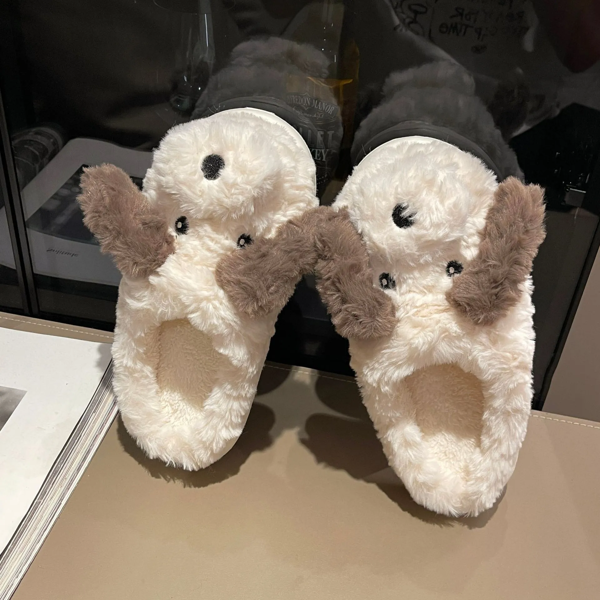 Puppy Cotton Slippers,Cartoon Cute Warm Cotton Shoes With Thick Soles Comfortable Indoor cotton slippers Cozy Footwear Warm Slippers, lioness-love