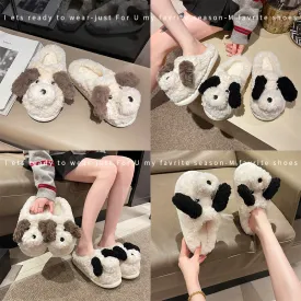 Puppy Cotton Slippers,Cartoon Cute Warm Cotton Shoes With Thick Soles Comfortable Indoor cotton slippers Cozy Footwear Warm Slippers, lioness-love