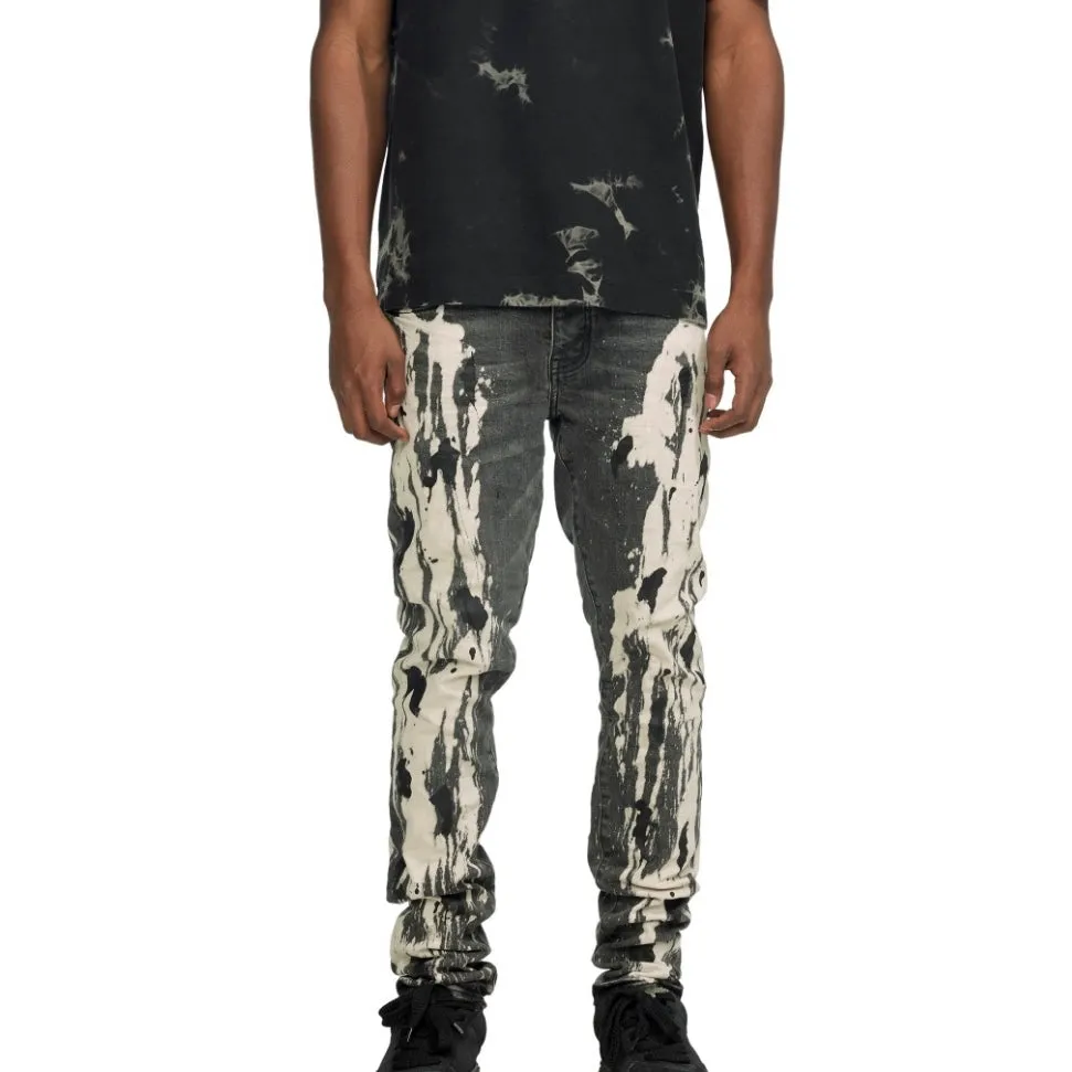 Purple Brand Black Spill Bleach Jeans