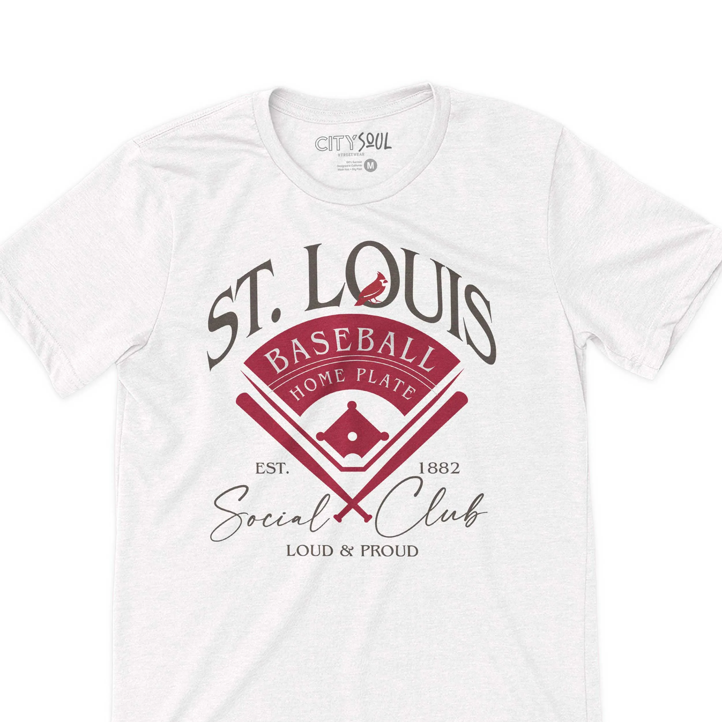 St. Louis Baseball Social Club Tee Classic Established 1882 baseball tee faded worn look social club vintage retro st. louis baseball shirt