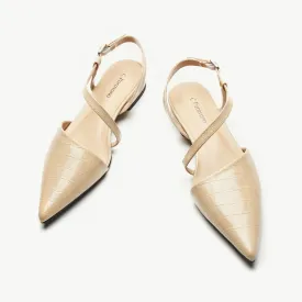 Strap-Around Slingback Flats (Freya) Camel