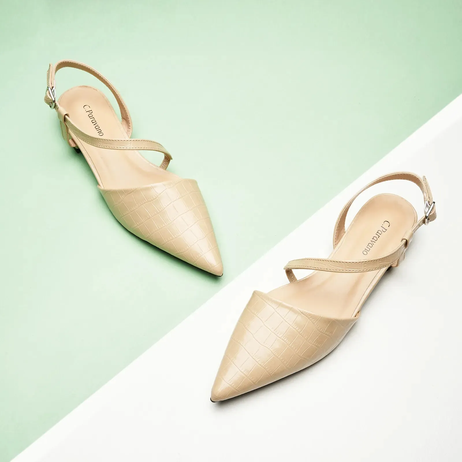 Strap-Around Slingback Flats (Freya) Camel