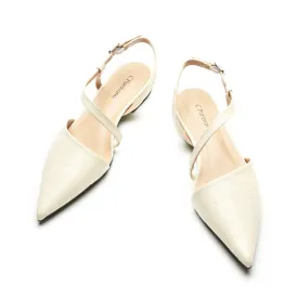 Strap-Around Slingback Flats (Freya) Off White