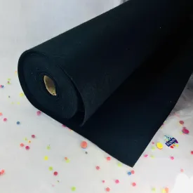 Thick Felt by the Yard - 3mm Solid Black Mid Weight Polyester Felt