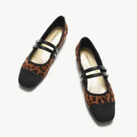 Two-Tone Double Strap Mary Jane Large Leopard