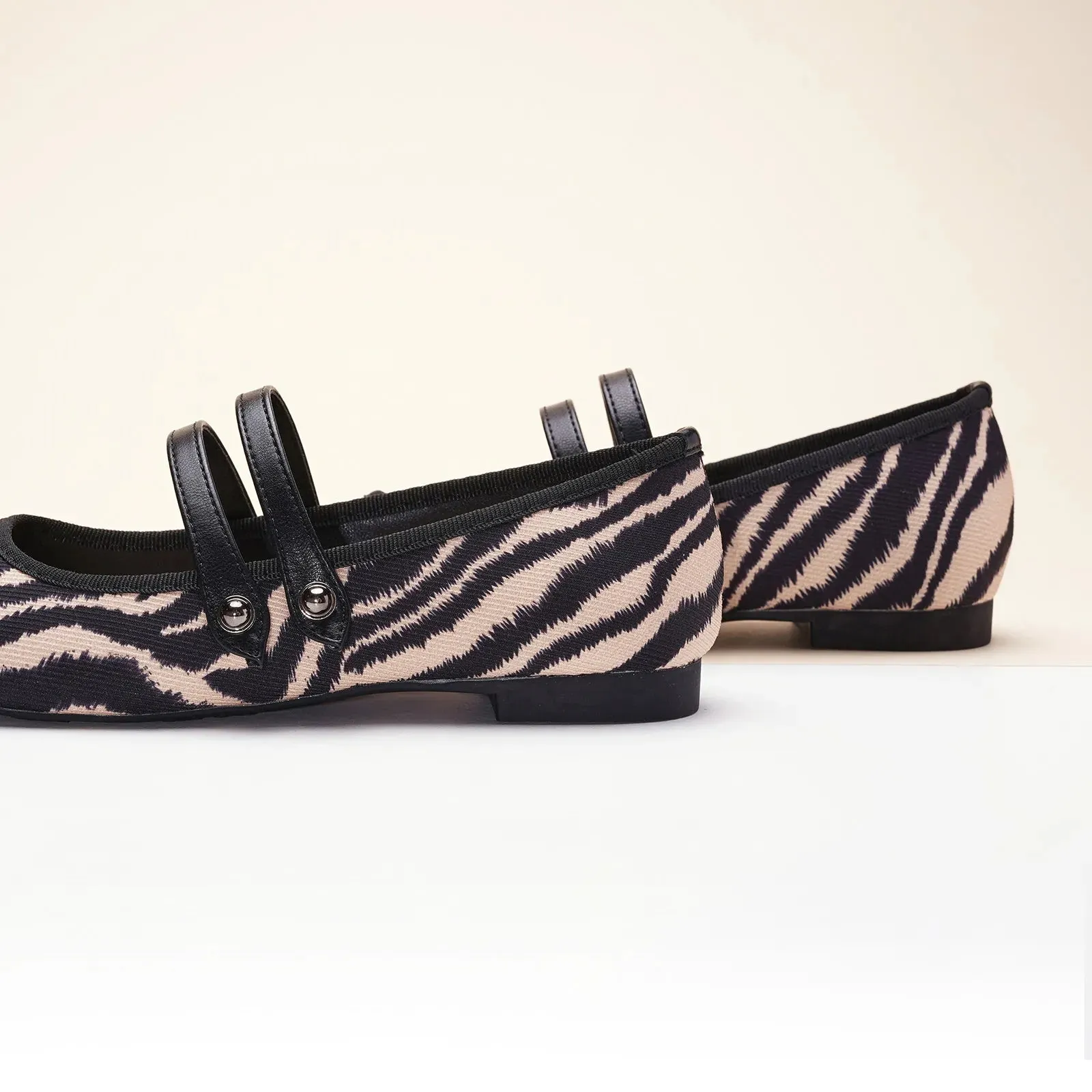 Two-Tone Double Strap Mary Jane Zebra