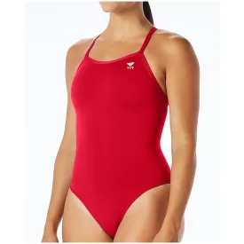 TYR Durafast Solid Red Elite Womens Diamond Swimsuit