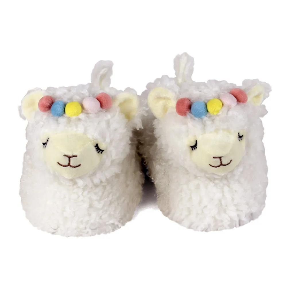 White Llama Slippers