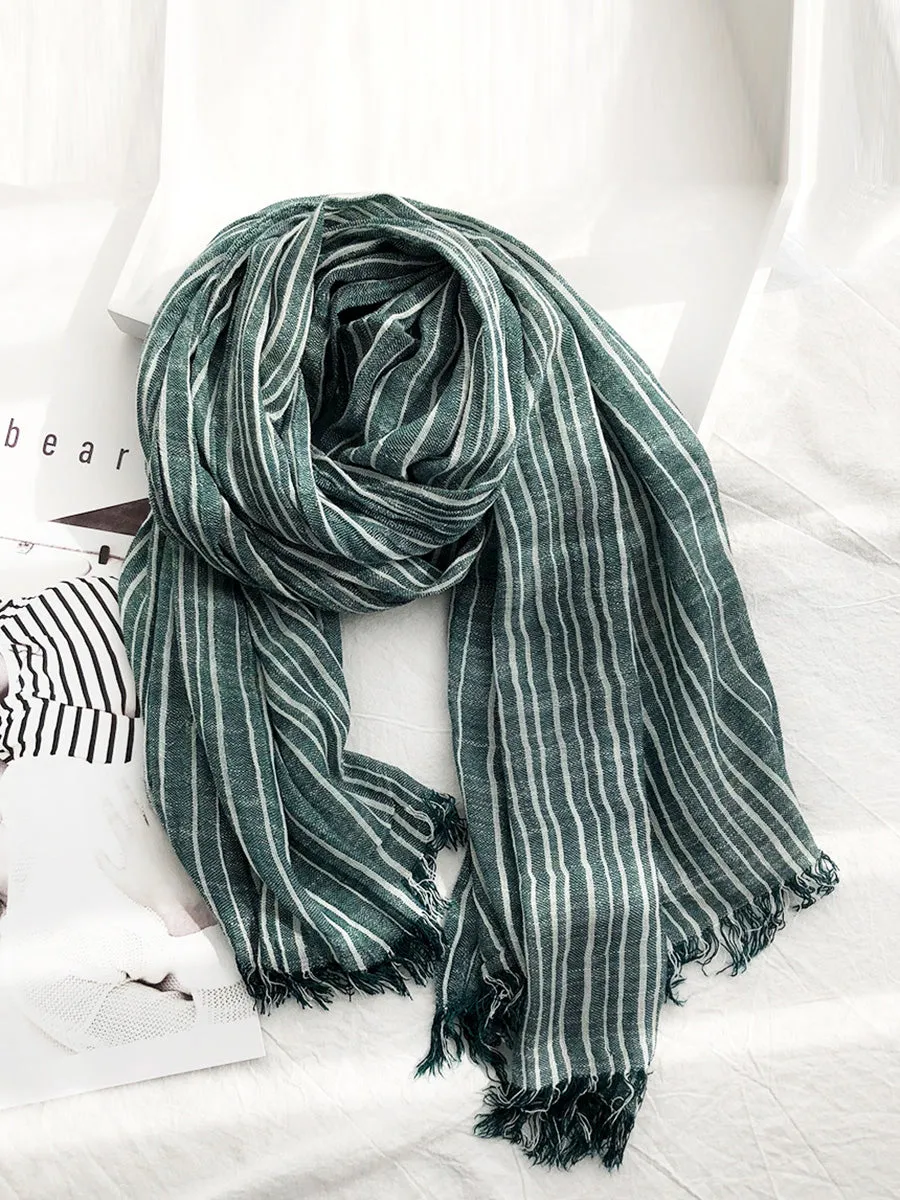 Women Vintage Stripe Tassel Soft Scarves